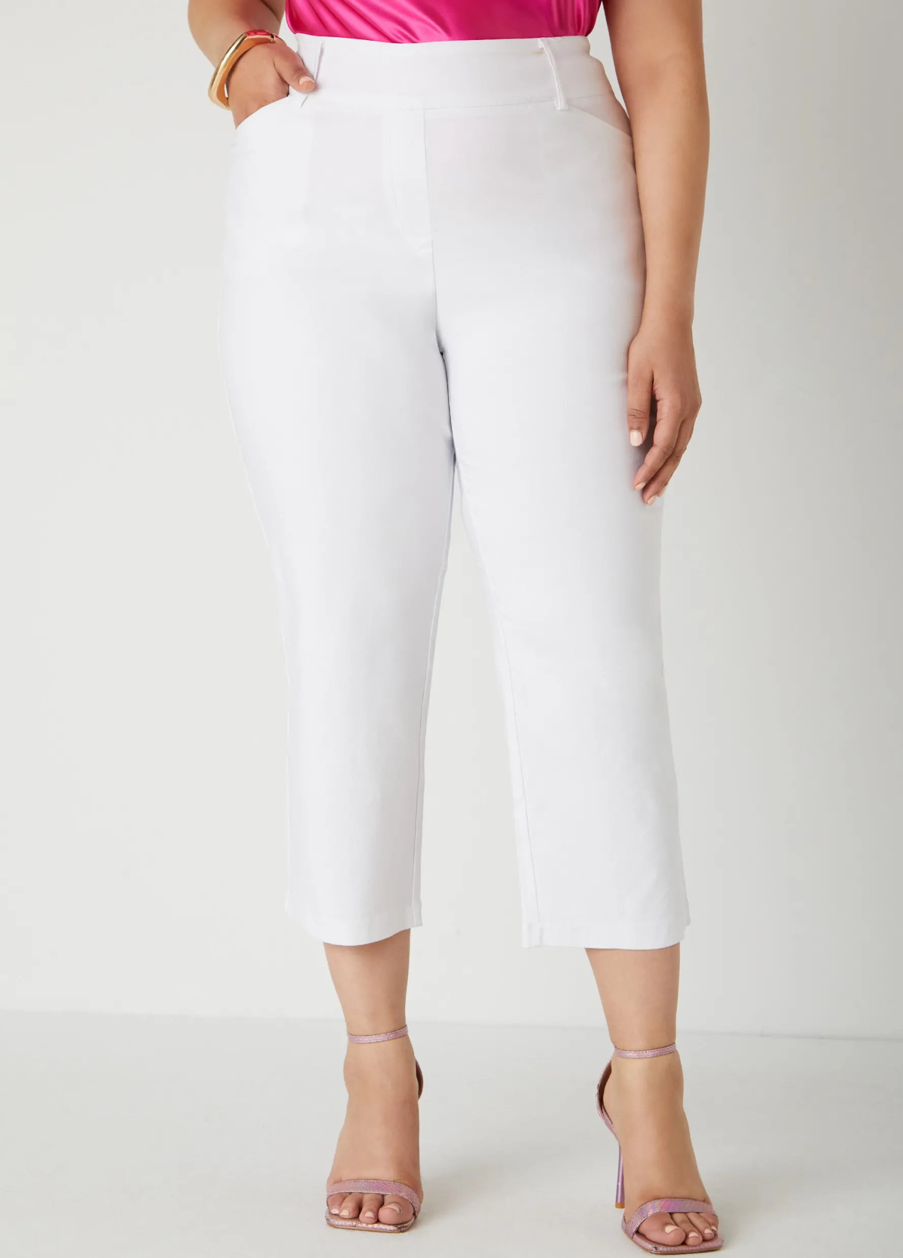 Sale Ashley Stewart 24 In Inseam Millennium Cropped Pants White
