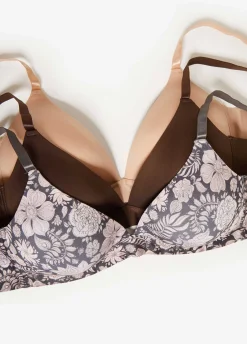 Sale Ashley Stewart 3 Pack YMI Wireless Bras Brown