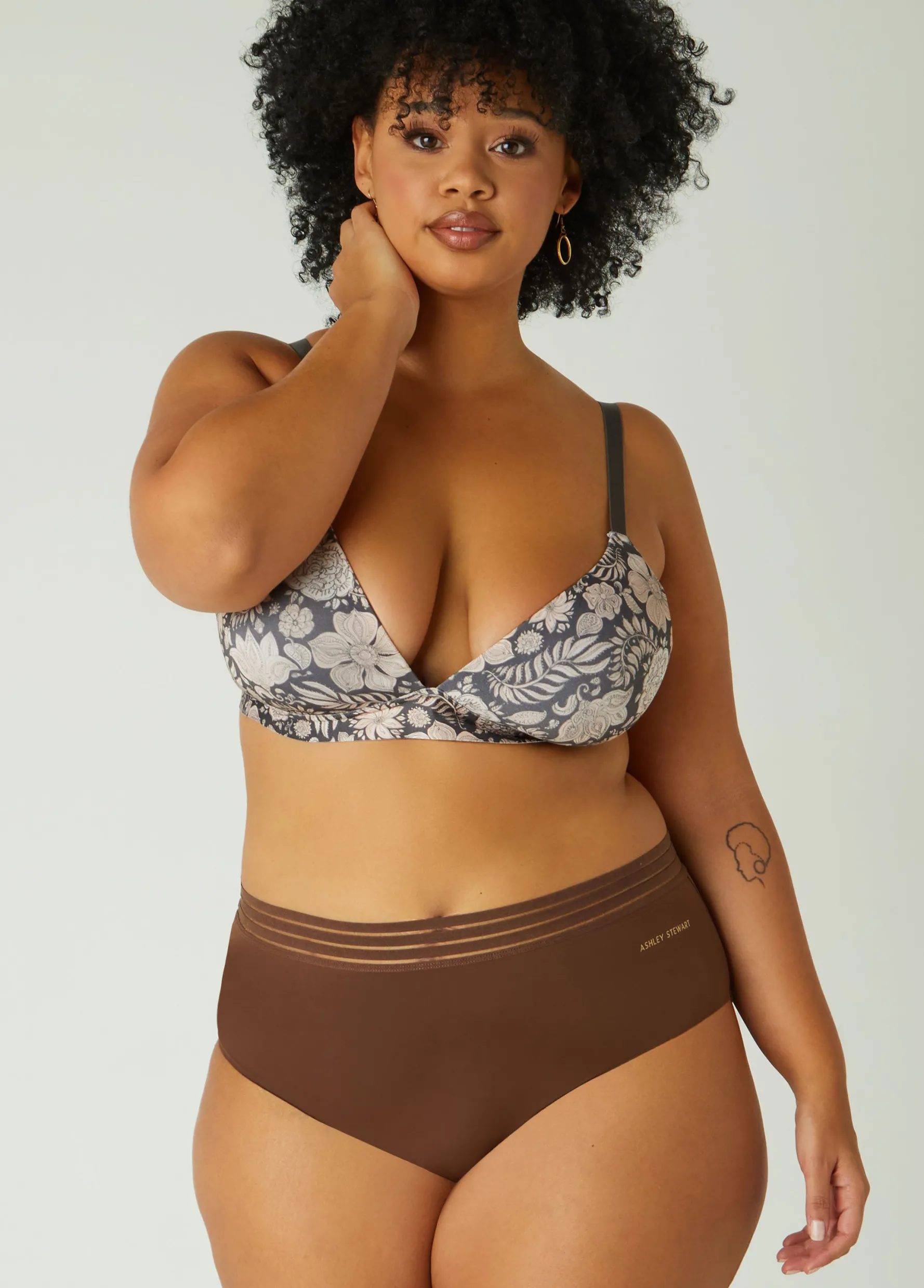 Sale Ashley Stewart 3 Pack YMI Wireless Bras Brown