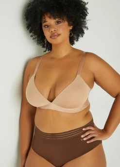 Sale Ashley Stewart 3 Pack YMI Wireless Bras Brown