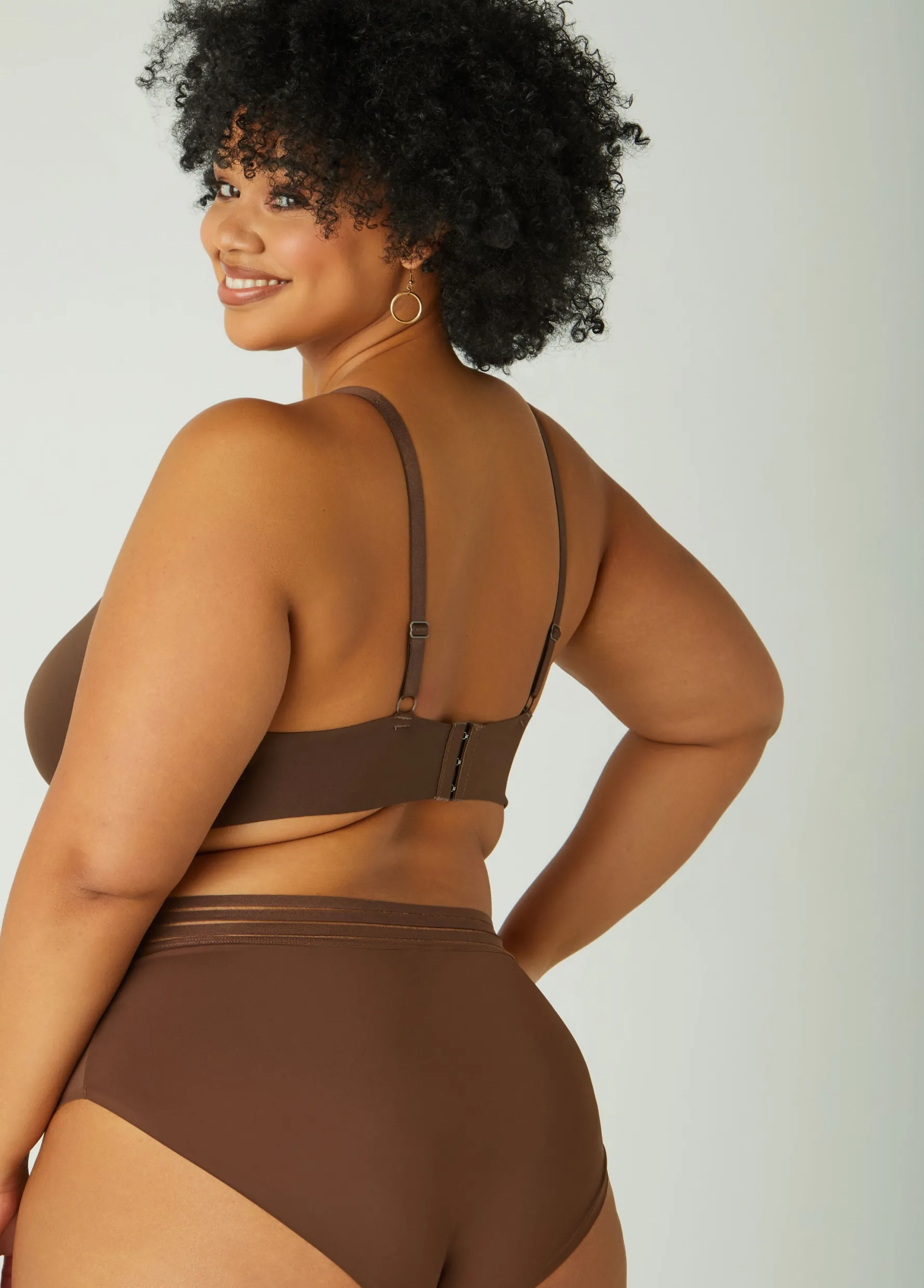 Sale Ashley Stewart 3 Pack YMI Wireless Bras Brown