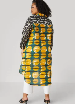 Sale Ashley Stewart Abstract Cotton Duster Shirt Multi