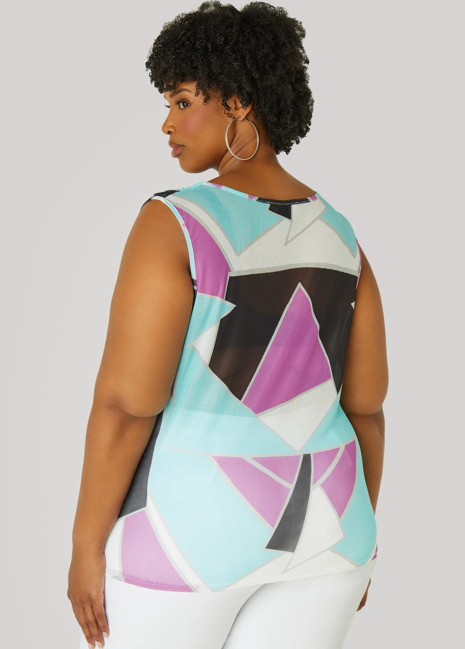 Discount Ashley Stewart Abstract Cowl Neck Top Multi
