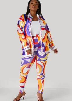 Hot Ashley Stewart Abstract Print Leggings Multi