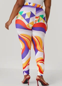 Hot Ashley Stewart Abstract Print Leggings Multi