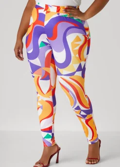 Hot Ashley Stewart Abstract Print Leggings Multi