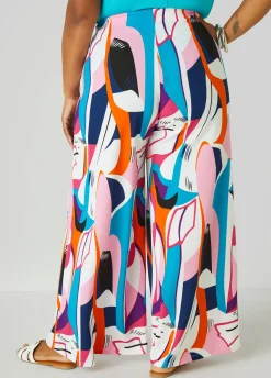 Sale Ashley Stewart Abstract Print Palazzo Pants Multi