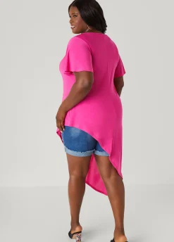 Sale Ashley Stewart Asymmetric Stretch Knit Top
