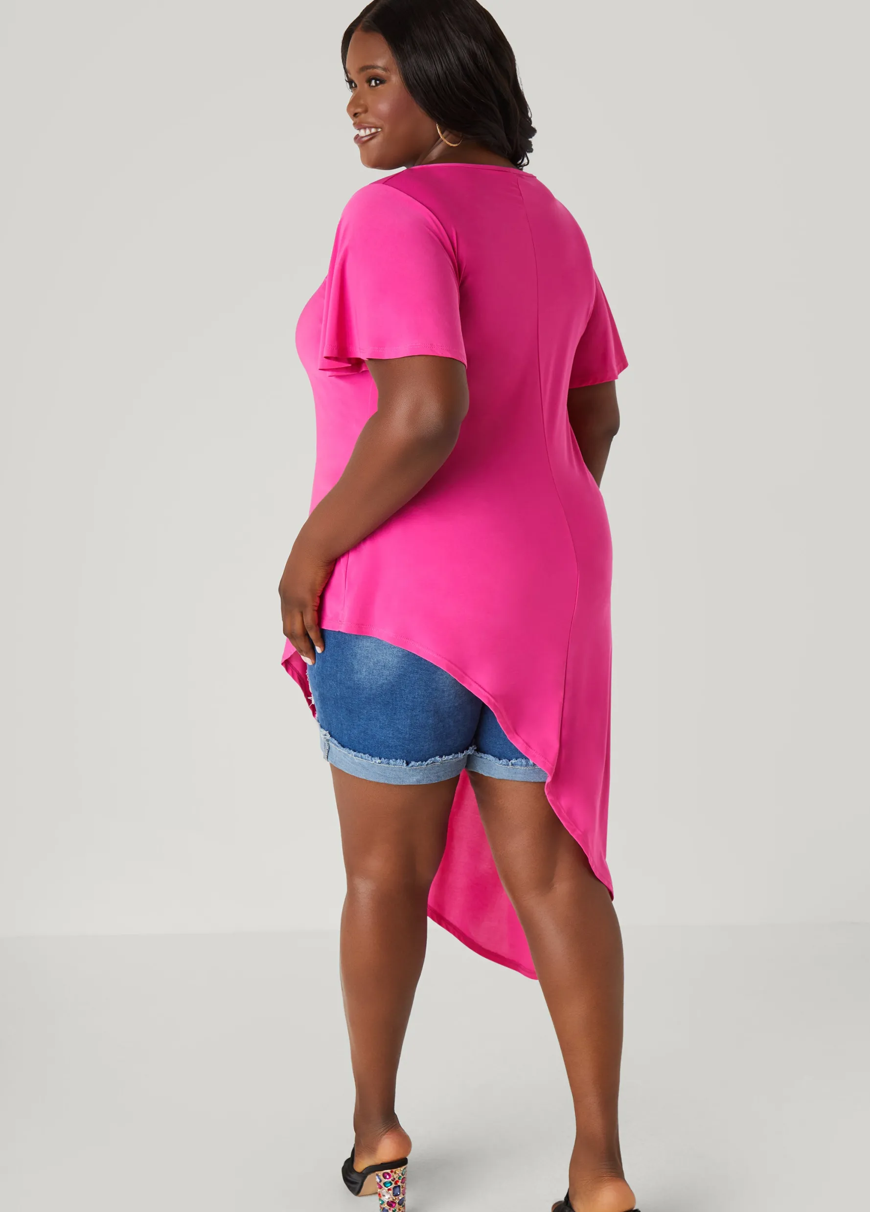 Sale Ashley Stewart Asymmetric Stretch Knit Top