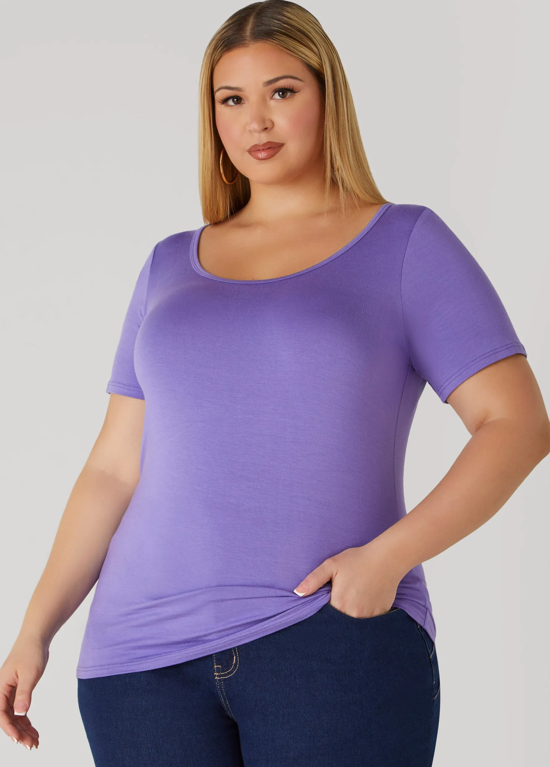 Discount Ashley Stewart Basic Scoop Neck Tee