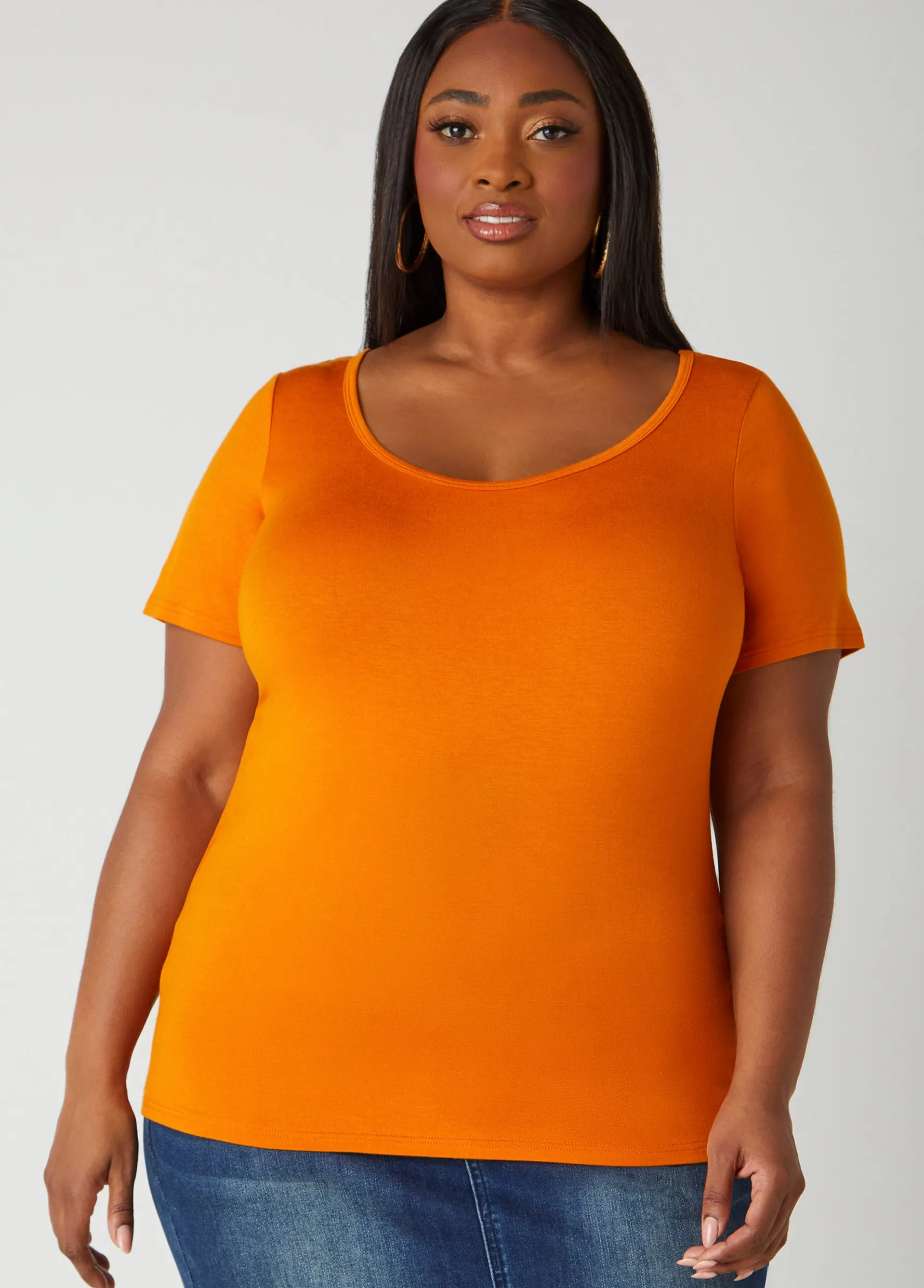 Discount Ashley Stewart Basic Scoop Neck Tee
