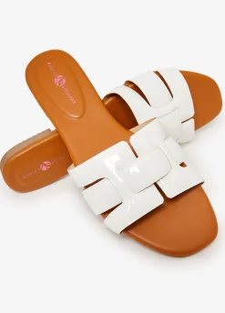 New Ashley Stewart Basketweave Patent Leather Sandals