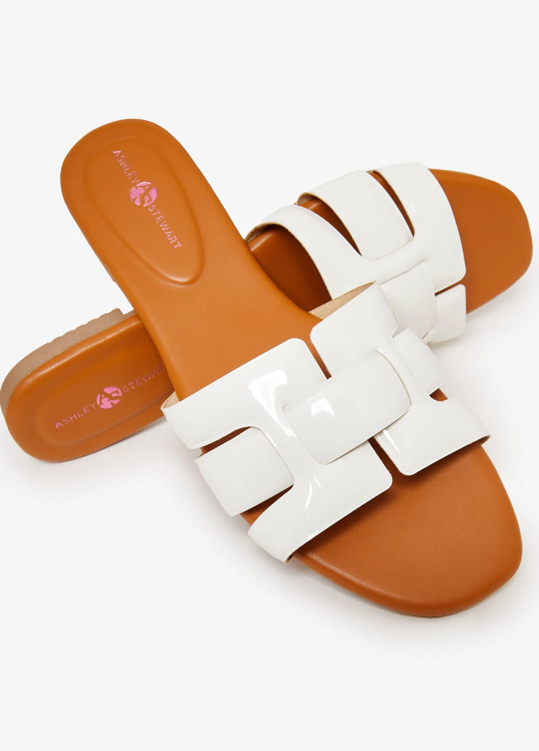 New Ashley Stewart Basketweave Patent Leather Sandals