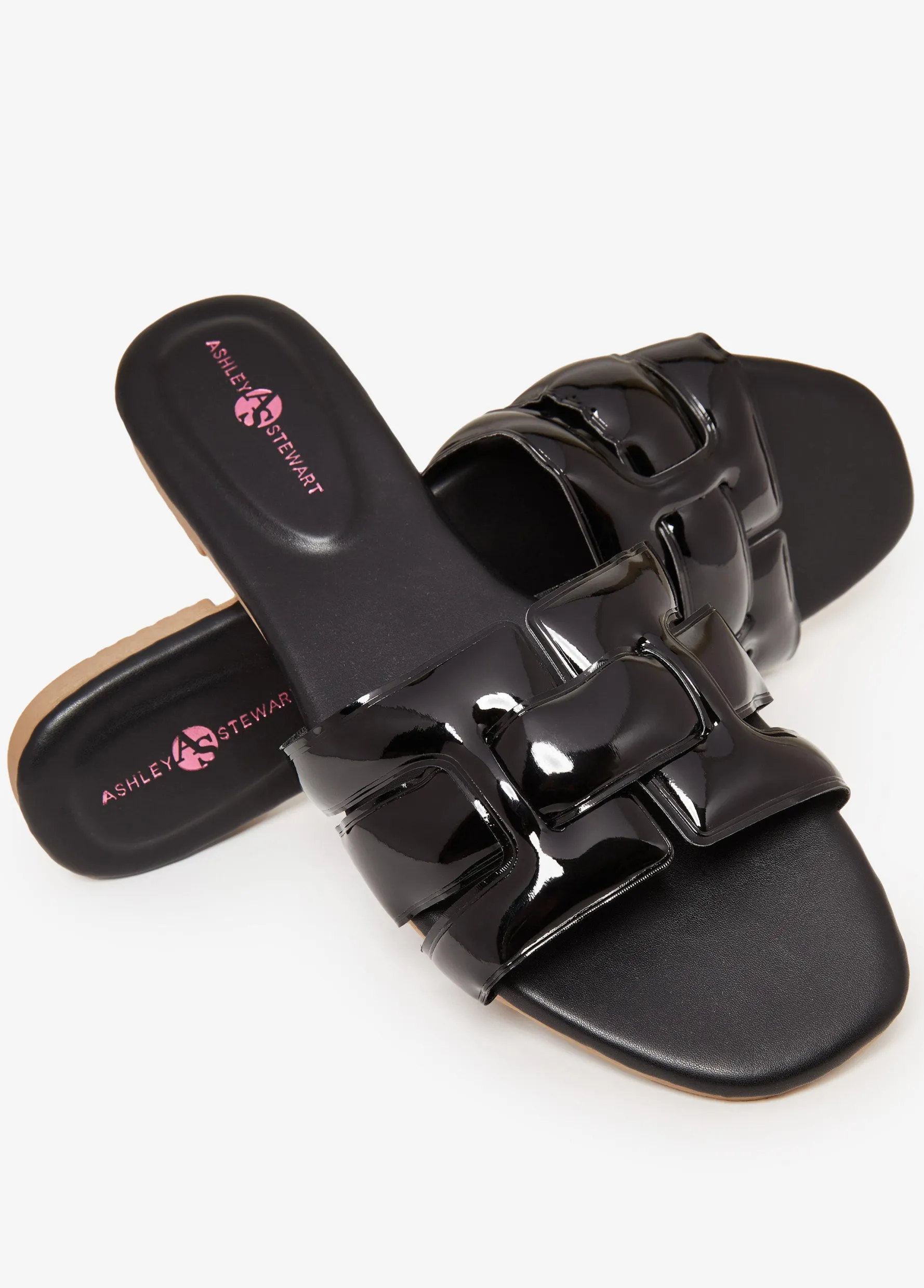 New Ashley Stewart Basketweave Patent Leather Sandals
