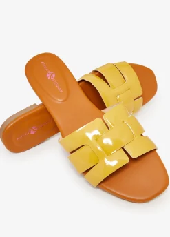 New Ashley Stewart Basketweave Patent Leather Sandals