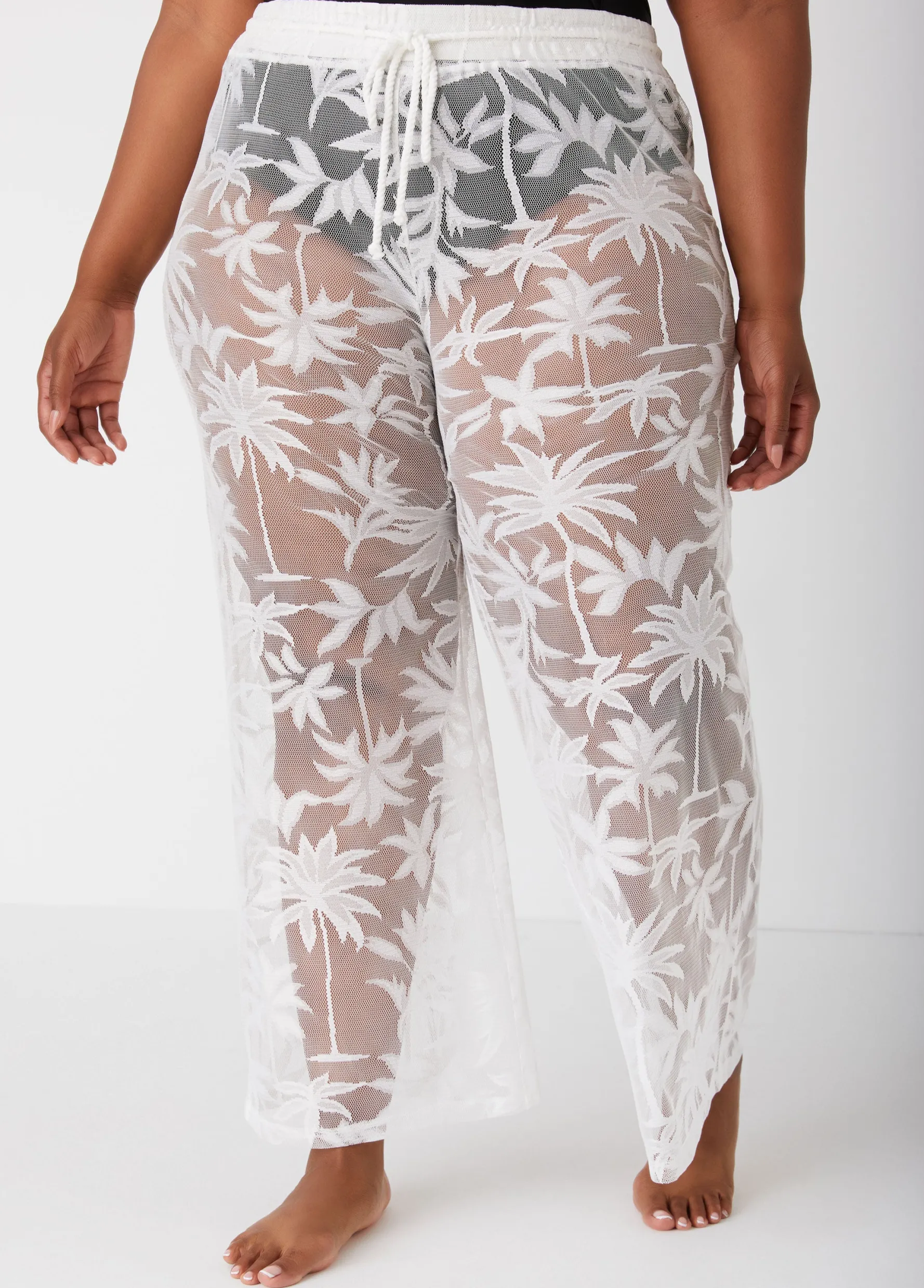 Clearance Ashley Stewart Beach Break Cover Up Mesh Pants White