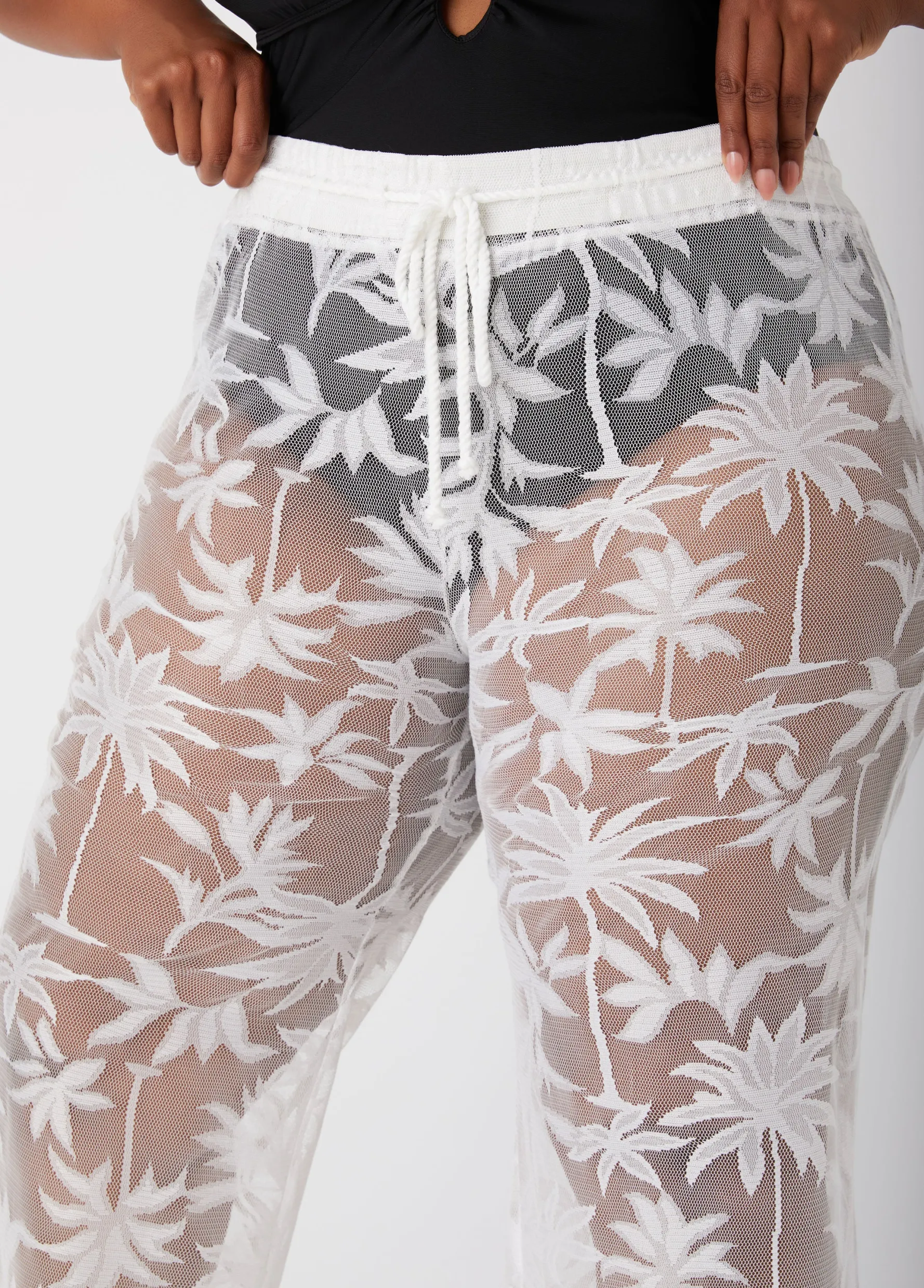 Clearance Ashley Stewart Beach Break Cover Up Mesh Pants White