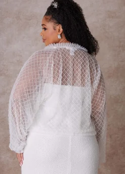 Outlet Ashley Stewart Beaded Bridal Jacket White