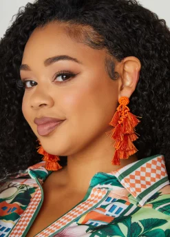 Fashion Ashley Stewart Beaded Tassel Earrings Exuberance