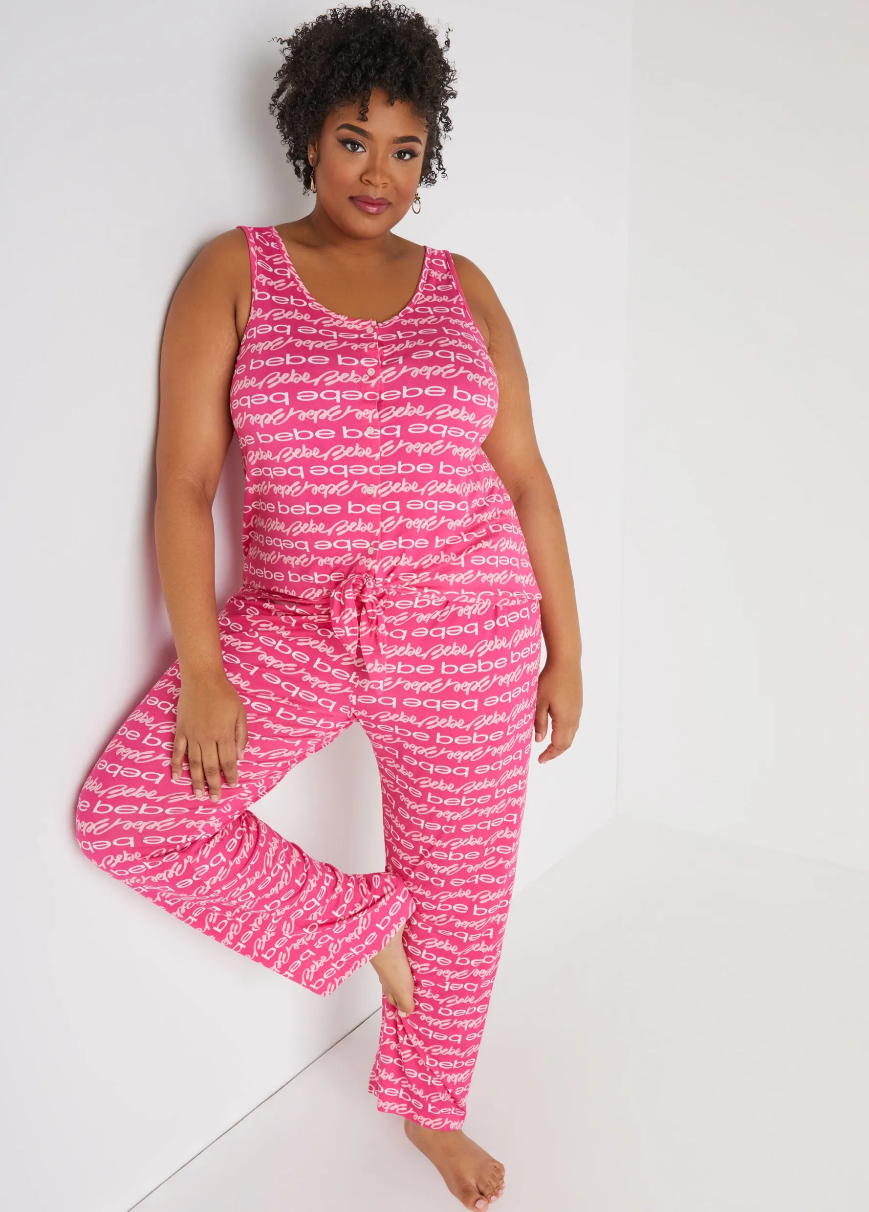 Sale Ashley Stewart Bebe Logo Print Pajama Set