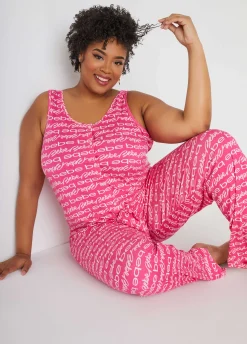 Sale Ashley Stewart Bebe Logo Print Pajama Set