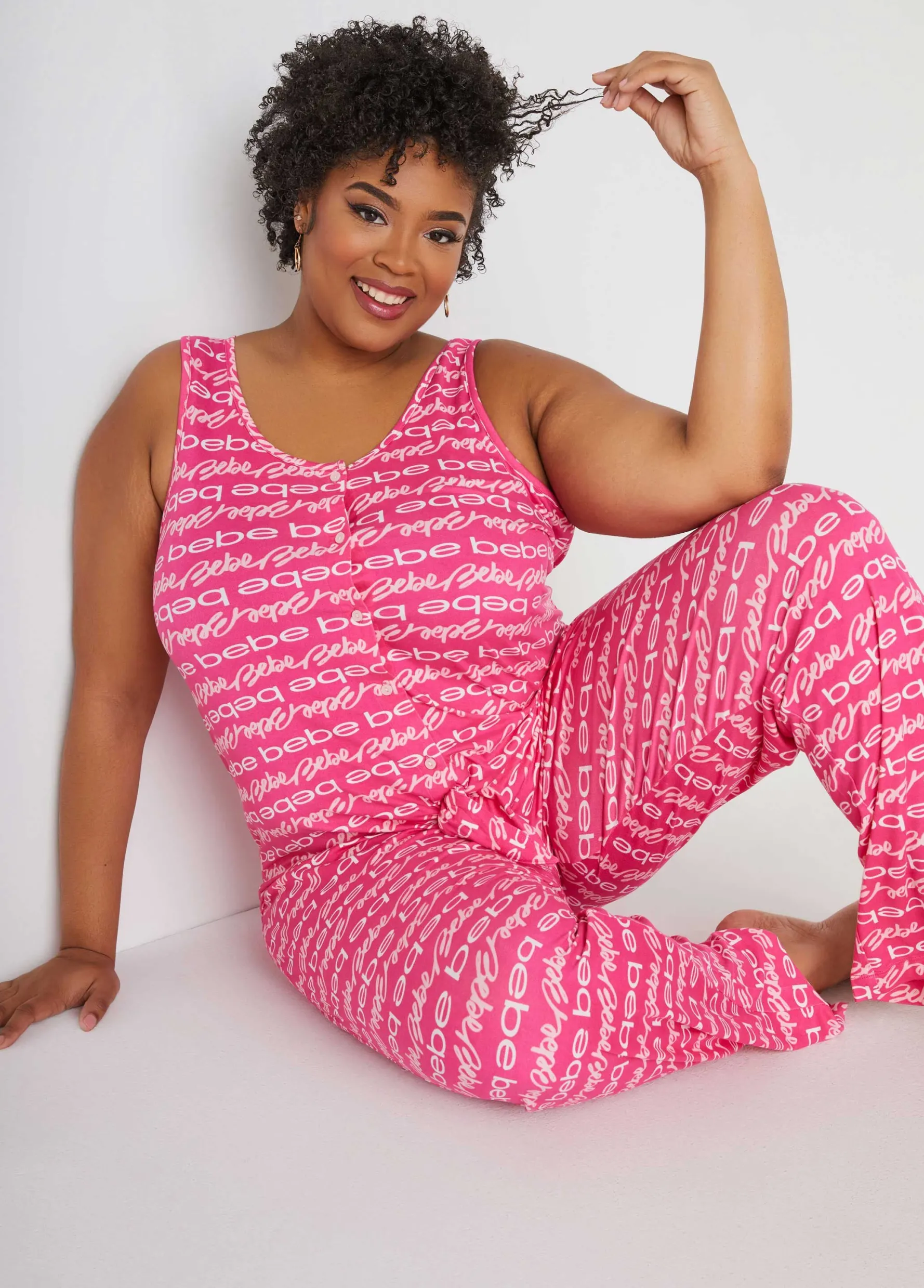 Sale Ashley Stewart Bebe Logo Print Pajama Set