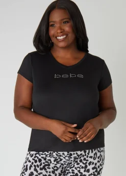 Online Ashley Stewart Bebe Printed Joggers Pajamas Set Black