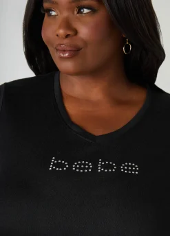 Online Ashley Stewart Bebe Printed Joggers Pajamas Set Black