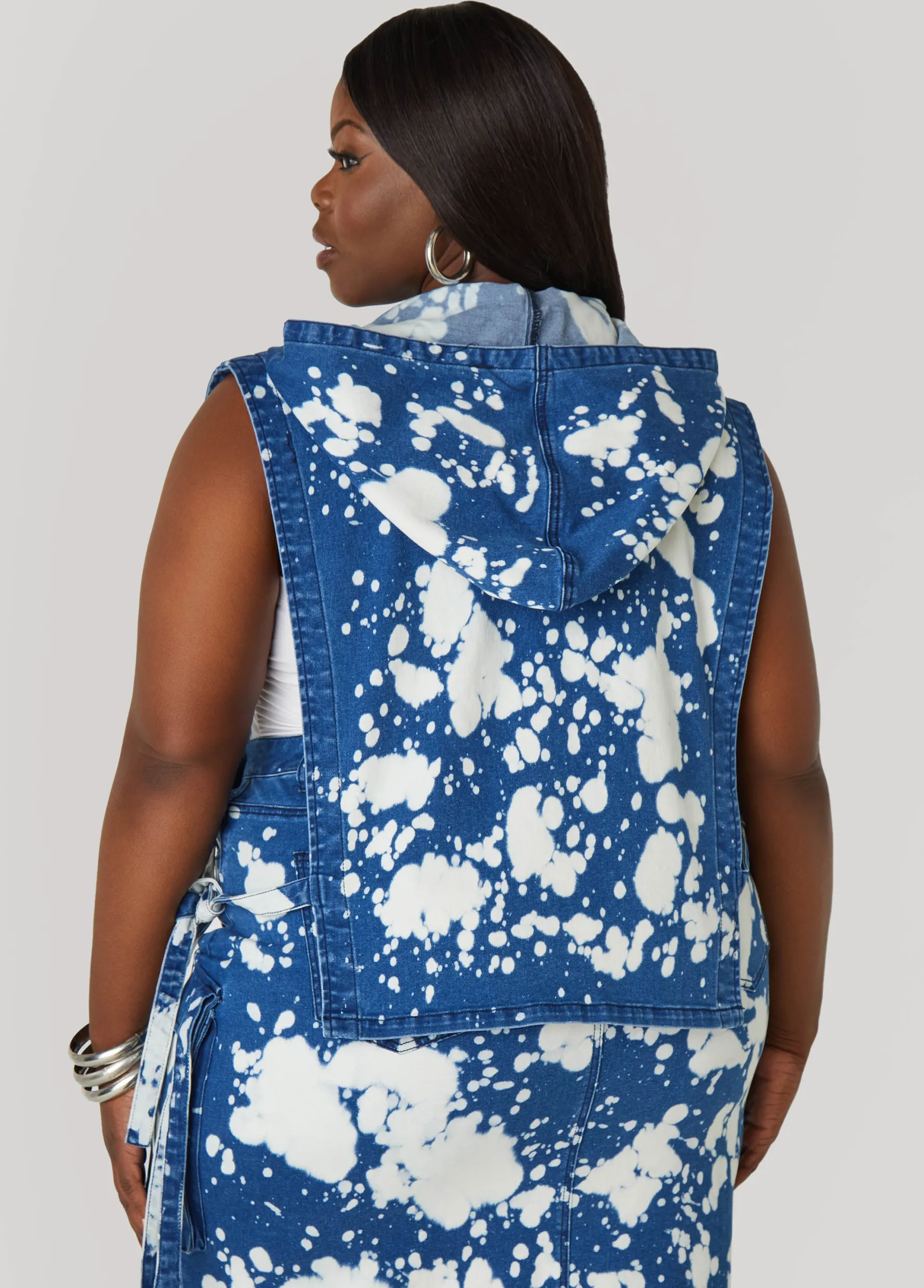 Best Ashley Stewart Bleach Denim Vest Dk Wash