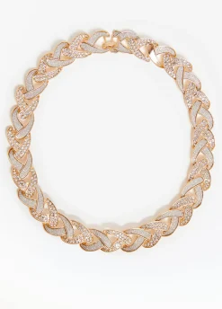 Online Ashley Stewart Braided Crystal Necklace Gold