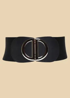 Online Ashley Stewart Buckle Embellished Stretch Belt Black