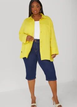 Sale Ashley Stewart Button Detailed Cotton Gauze Shirt