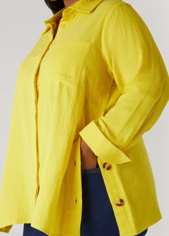 Sale Ashley Stewart Button Detailed Cotton Gauze Shirt