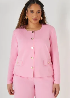 Clearance Ashley Stewart Button Detailed Crepe Jacket