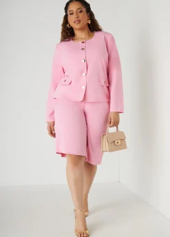 Clearance Ashley Stewart Button Detailed Crepe Jacket