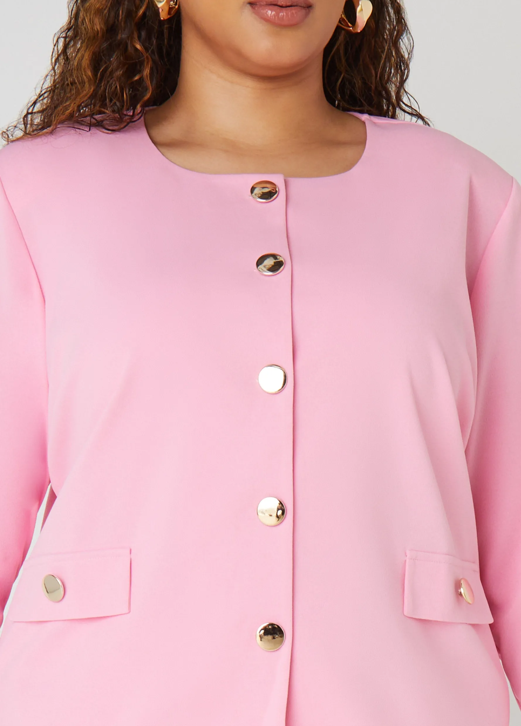 Clearance Ashley Stewart Button Detailed Crepe Jacket
