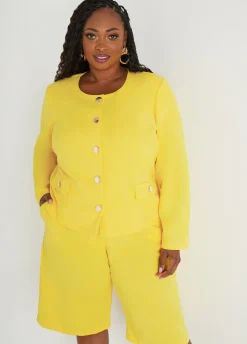 Clearance Ashley Stewart Button Detailed Crepe Jacket