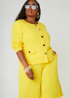 Clearance Ashley Stewart Button Detailed Crepe Jacket
