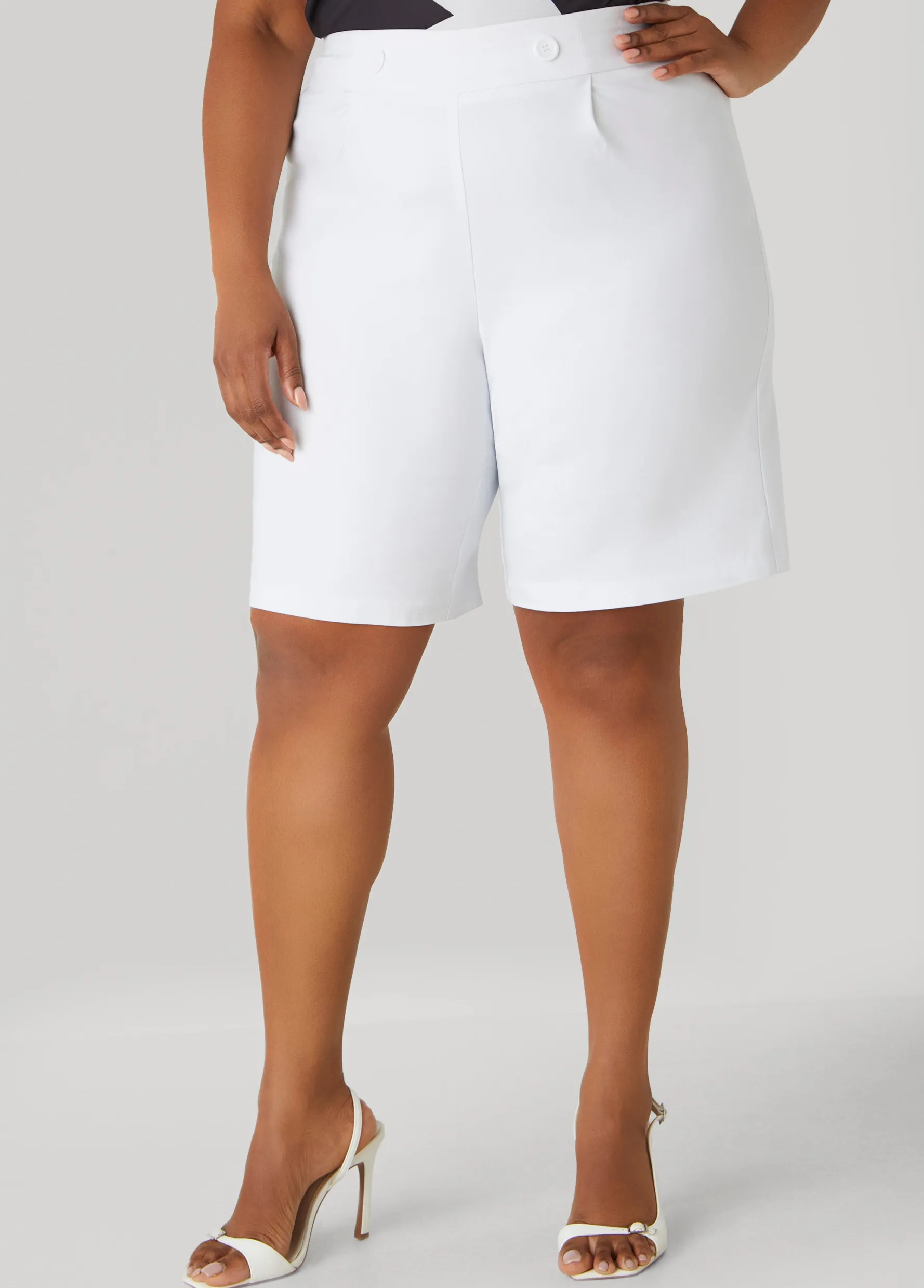 Discount Ashley Stewart Button Embellished Shorts