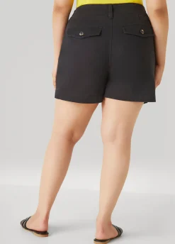 Sale Ashley Stewart Button Front Denim Shorts Black