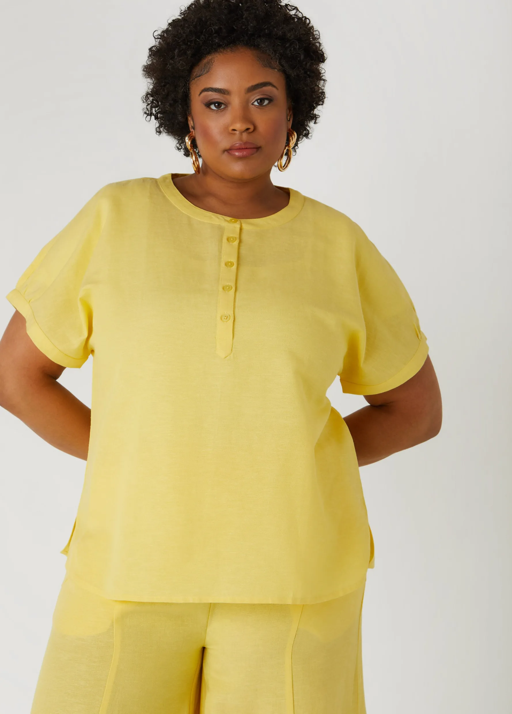 Sale Ashley Stewart Button Front Tunic