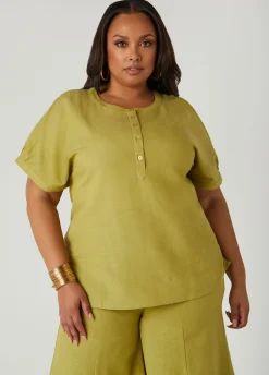 Sale Ashley Stewart Button Front Tunic