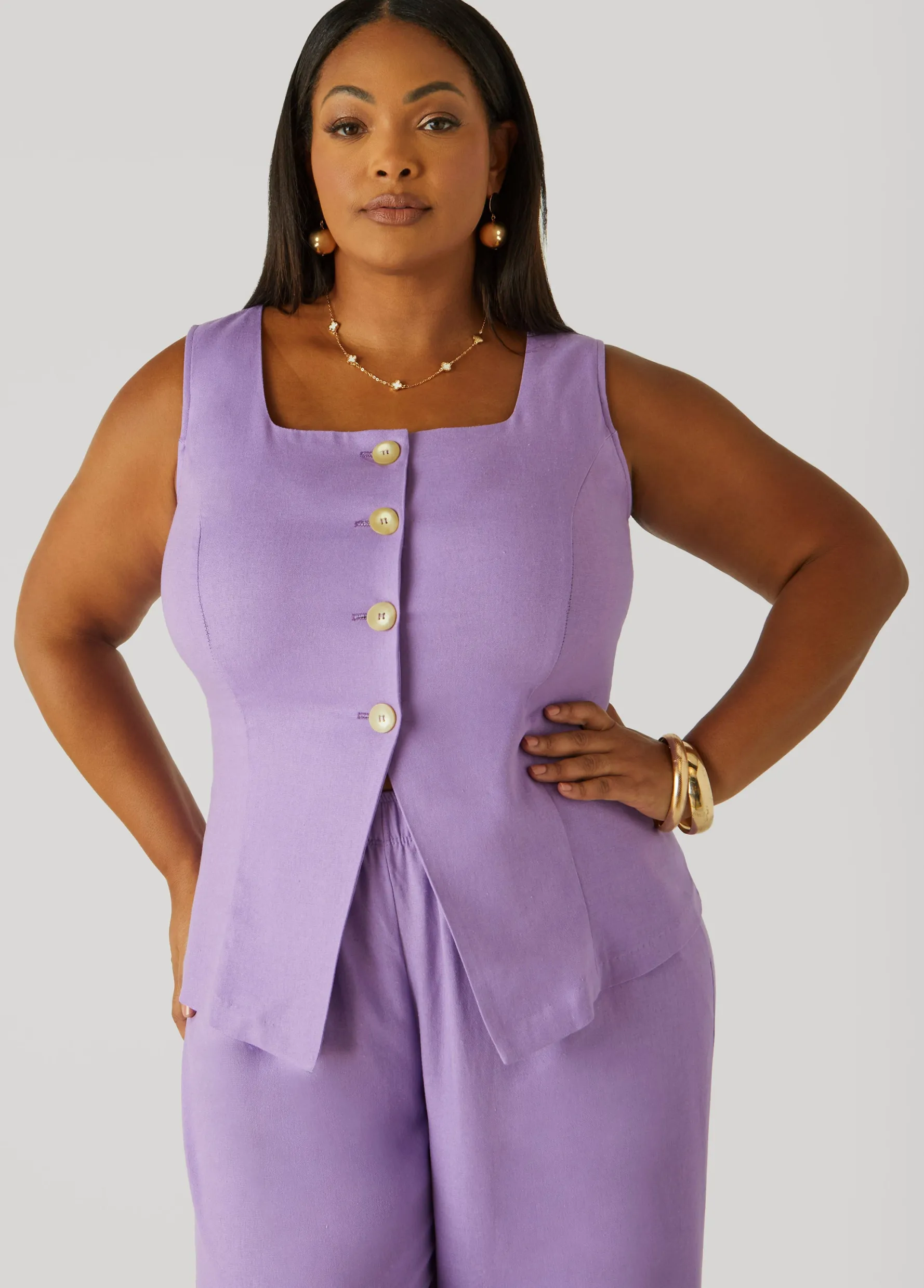 Sale Ashley Stewart Button Front Vest