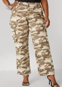 Outlet Ashley Stewart Camo Print Cargo Jeans Multi