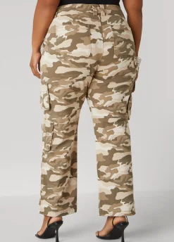 Outlet Ashley Stewart Camo Print Cargo Jeans Multi