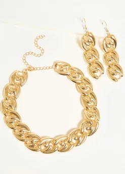 Outlet Ashley Stewart Chain Link Necklace Set Gold