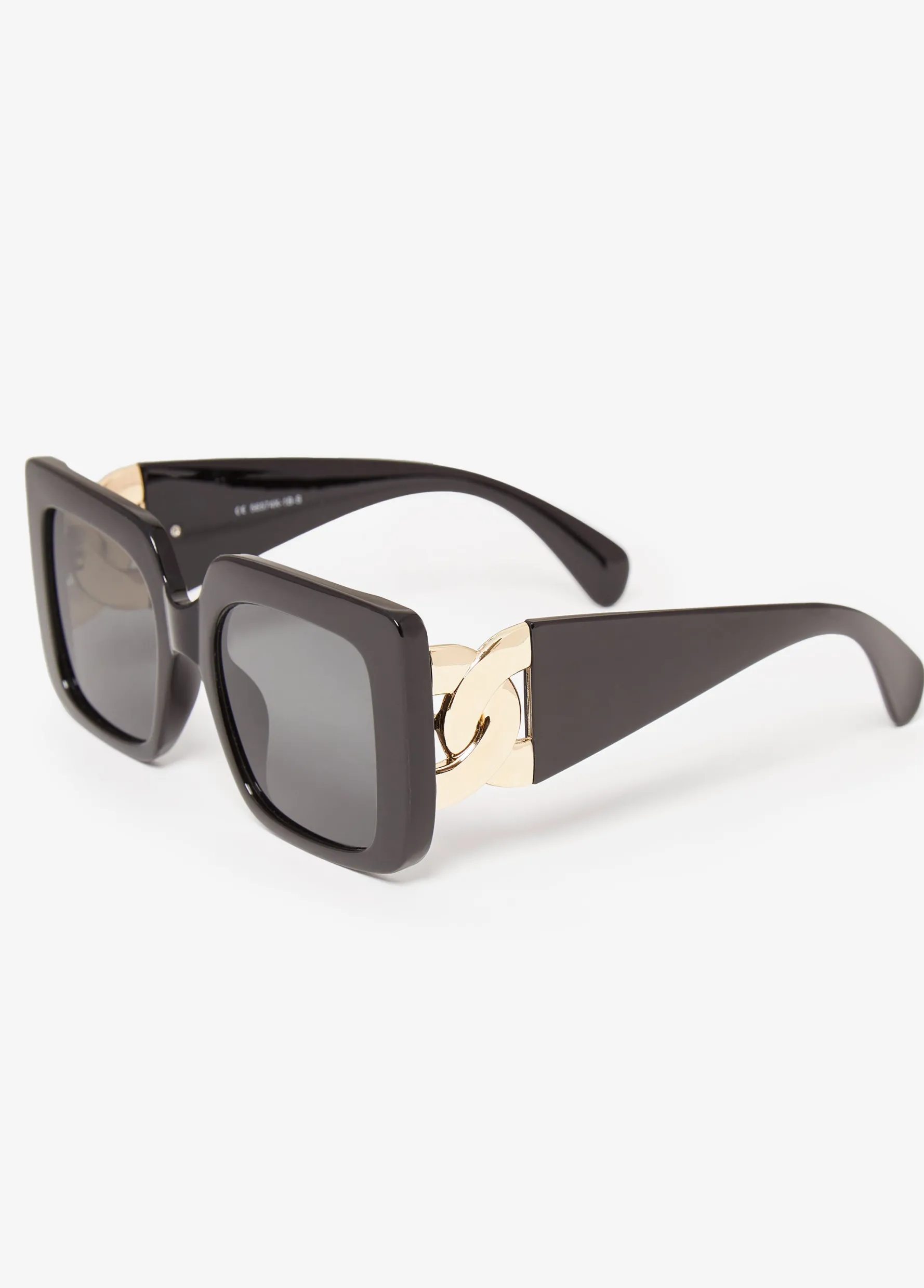 New Ashley Stewart Chain Trimmed Square Sunglasses Black