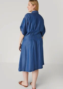 Discount Ashley Stewart Chambray A Line Shirtdress Denim