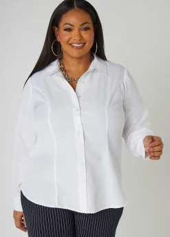 New Ashley Stewart Classic Collared Shirt White
