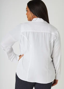 New Ashley Stewart Classic Collared Shirt White